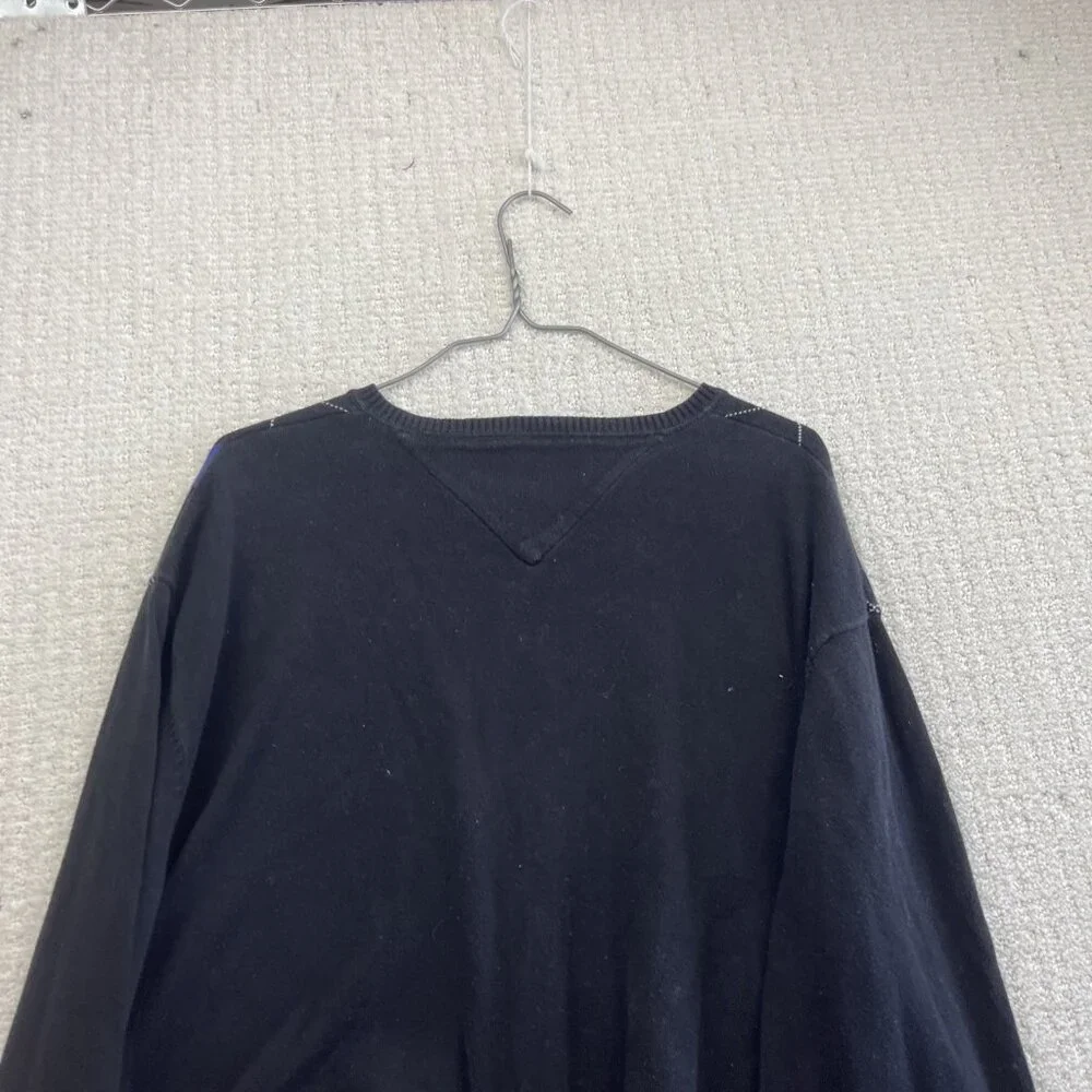 VTG Tommy Hilfiger Argyle Sweater Mens Purple / Black Diamond Dark Academia Read - Picture 11 of 11